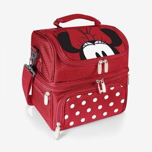 Disney Minnie Mouse Insulated Lunch Bag Red Polka Dot Double Compartment